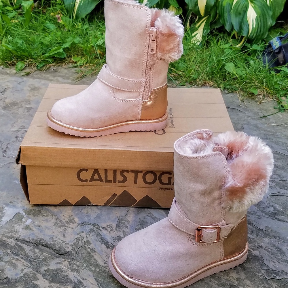 Calistoga Girls Boots Pink Faux Fur Size 8M